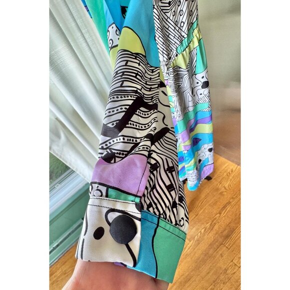 Vintage 80s dress, bold purple, lavender, teal, blue Memphis-Milano style - Picture 7 of 9